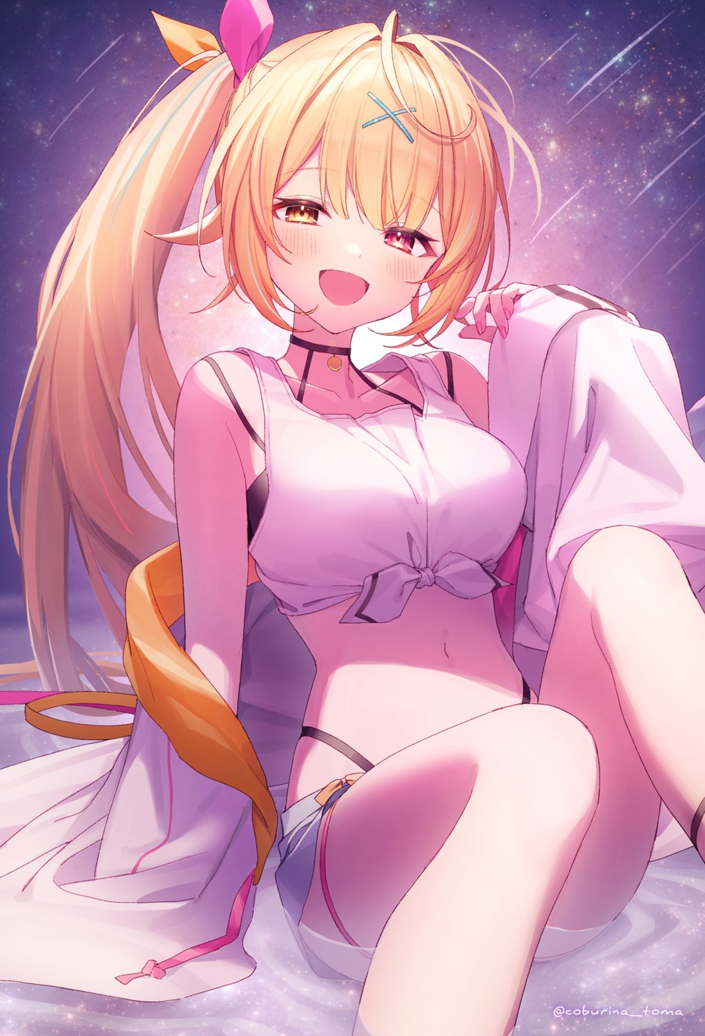 bra, heterochromia, hoshikawa_sara, nijisanji, pantsu, toma_(norishio), wet