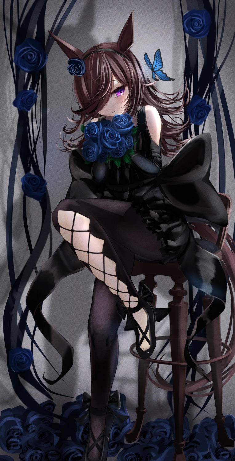 animal_ears, dress, fujimoto_setsuna, pantyhose, rice_shower_(umamusume), tail, uma_musume_pretty_derby