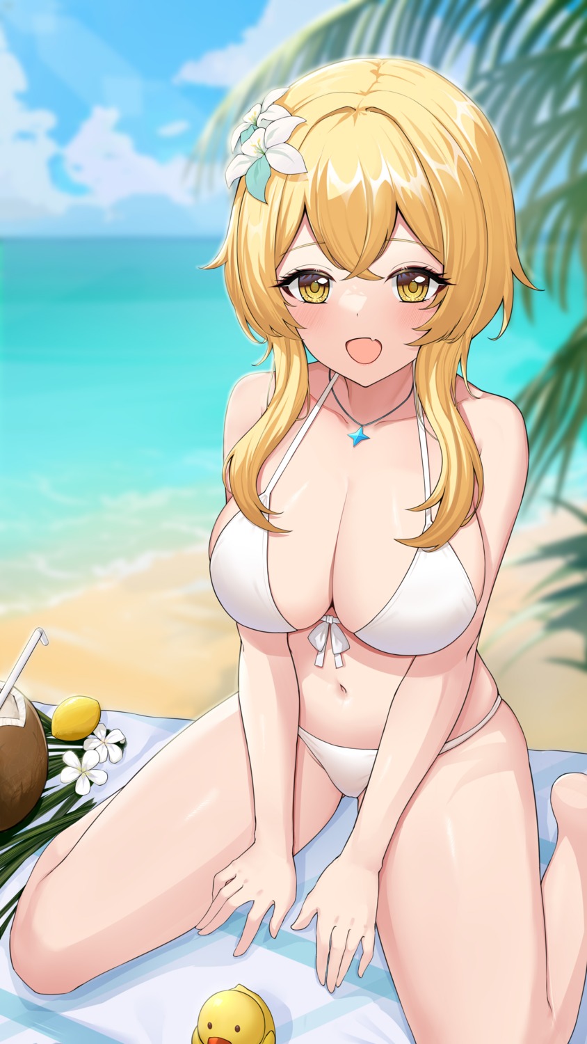 bikini, genshin_impact, lumine, swimsuits, uka_(315302627)
