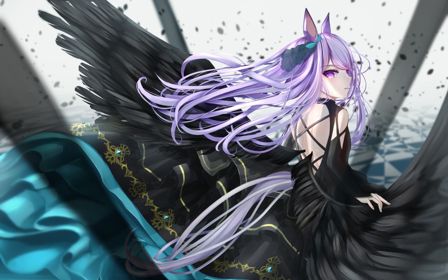 animal_ears, dress, fujimoto_setsuna, mejiro_mcqueen_(umamusume), no_bra, uma_musume_pretty_derby, wings