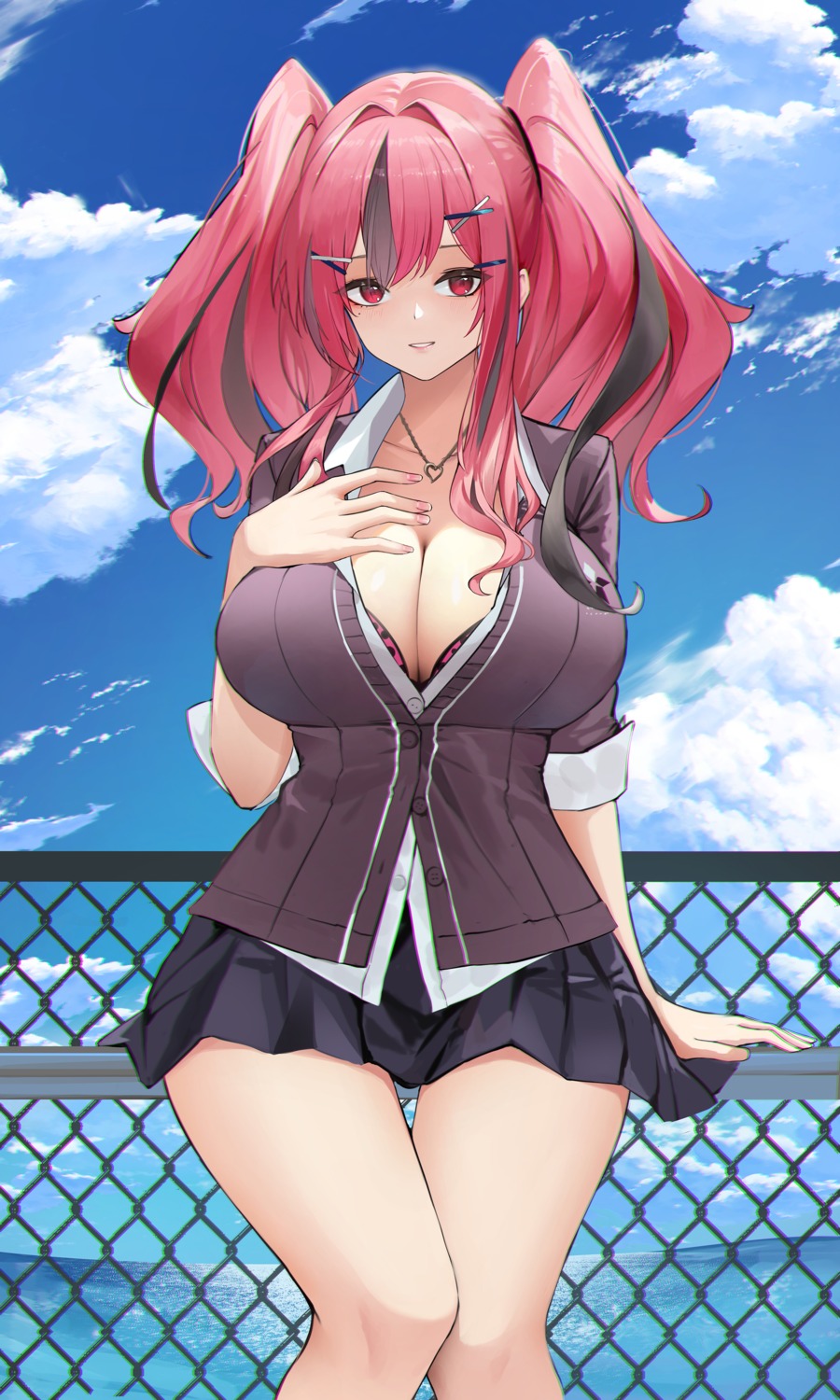 azur_lane, bra, bremerton_(azur_lane), cleavage, genera-x, open_shirt, seifuku