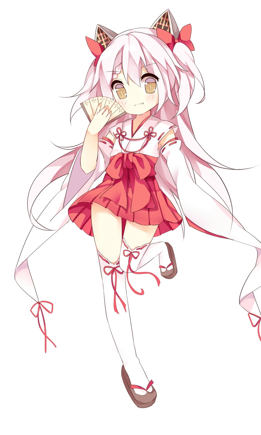 animal_ears, miko, saru, shimakaze_(zhanjianshaonv), thighhighs, zhanjianshaonv