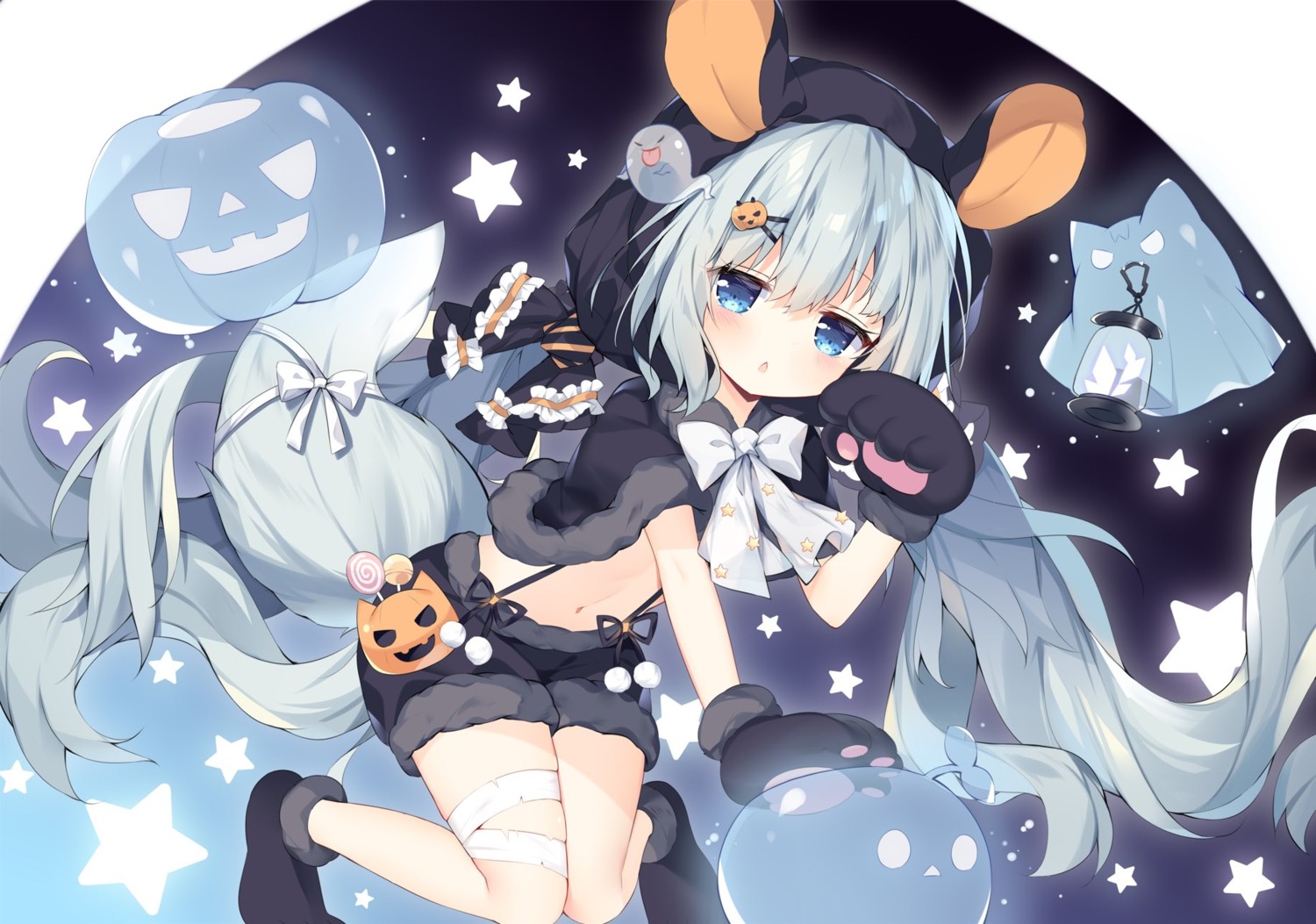 animal_ears, azur_lane, bandages, halloween, mikazuki_(azur_lane), tail, tsukimi_(xiaohuasan)
