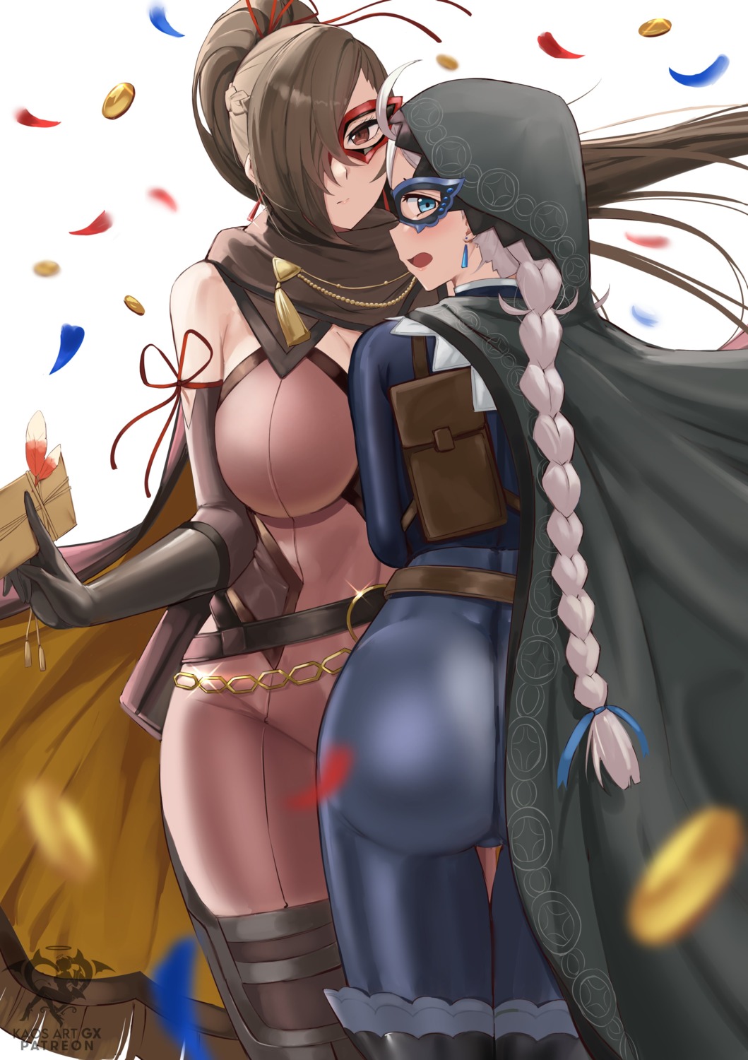 ass, bodysuit, fire_emblem, fire_emblem_if, kagerou_(fire_emblem_if), kaos_art, nina_(fire_emblem), thighhighs