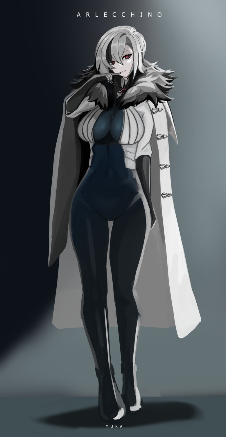 arlecchino, bodysuit, genshin_impact, uniform, yuka_1503