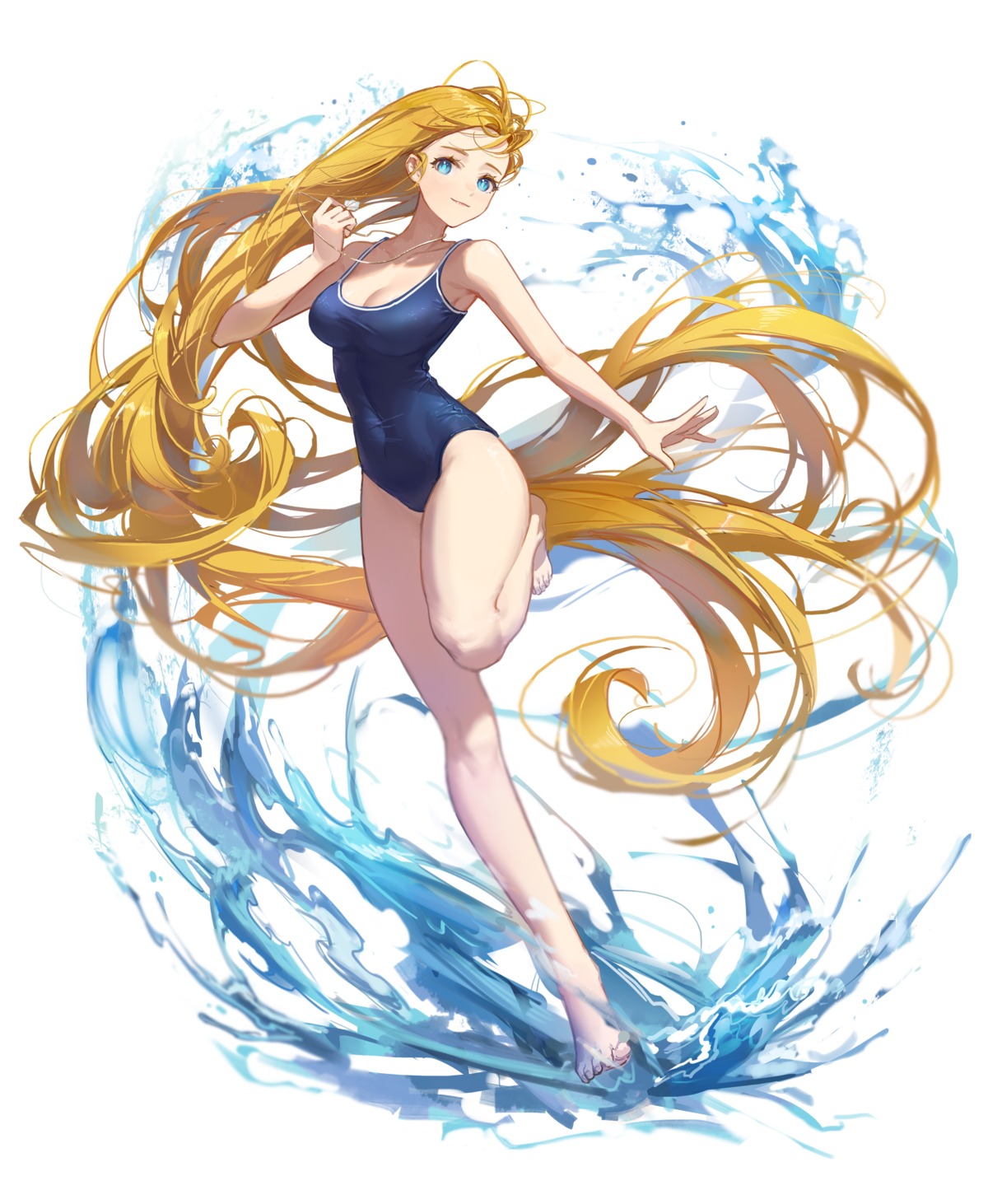 cleavage, kofune_ushio, meinoss, school_swimsuit, summertime_render, swimsuits