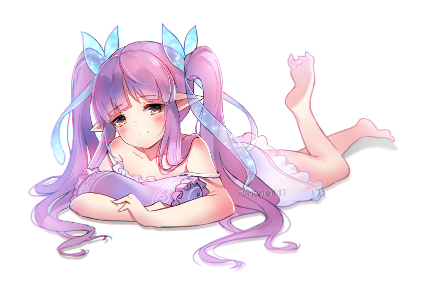 cawang, hikawa_kyouka, lingerie, pointy_ears, princess_connect!, princess_connect!_re:dive, see_through