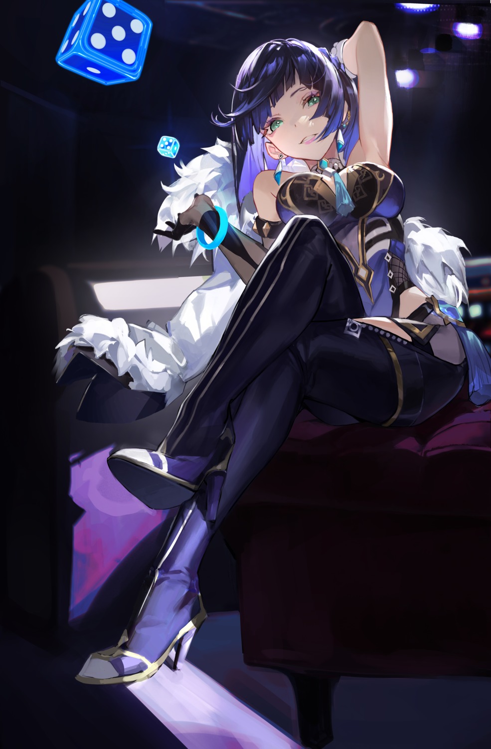 cleavage, genshin_impact, heels, weifengbing, yelan