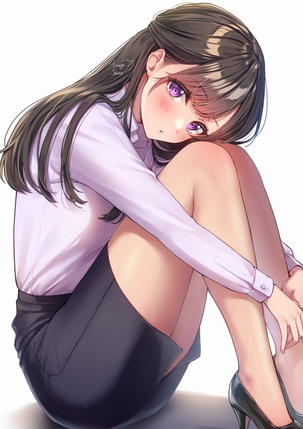 amagi_shino, dress_shirt, heels