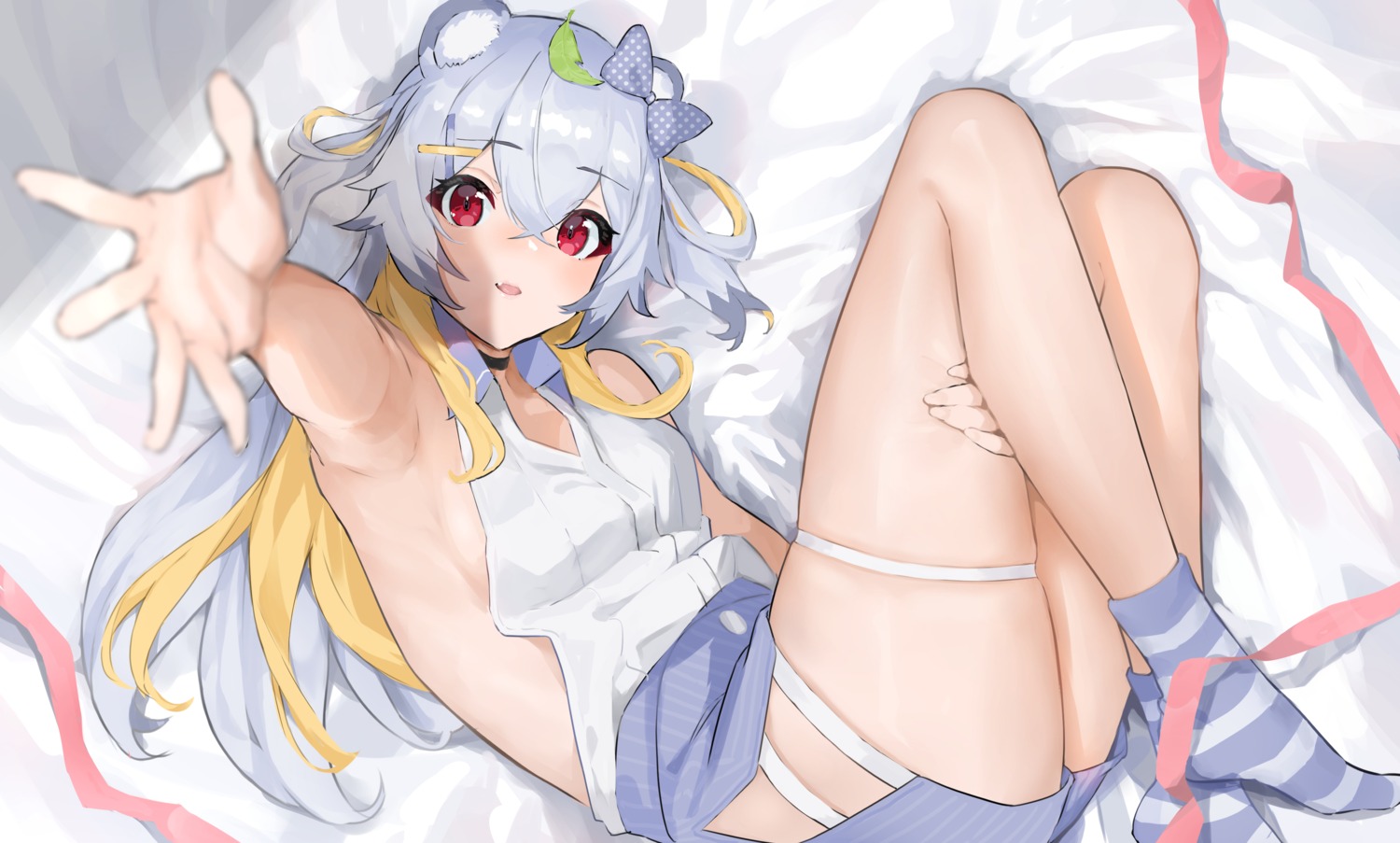 animal_ears, garter, indie_virtual_youtuber, mamishiro_merumo, no_bra, takita_(takita3411)