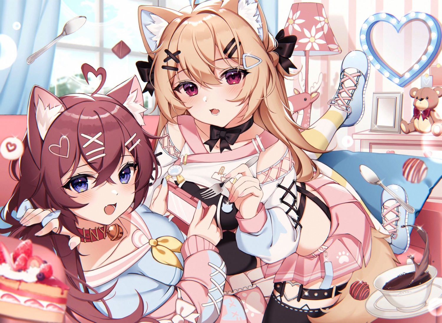 animal_ears, garter, inumimi, kiyochii, tail, thighhighs