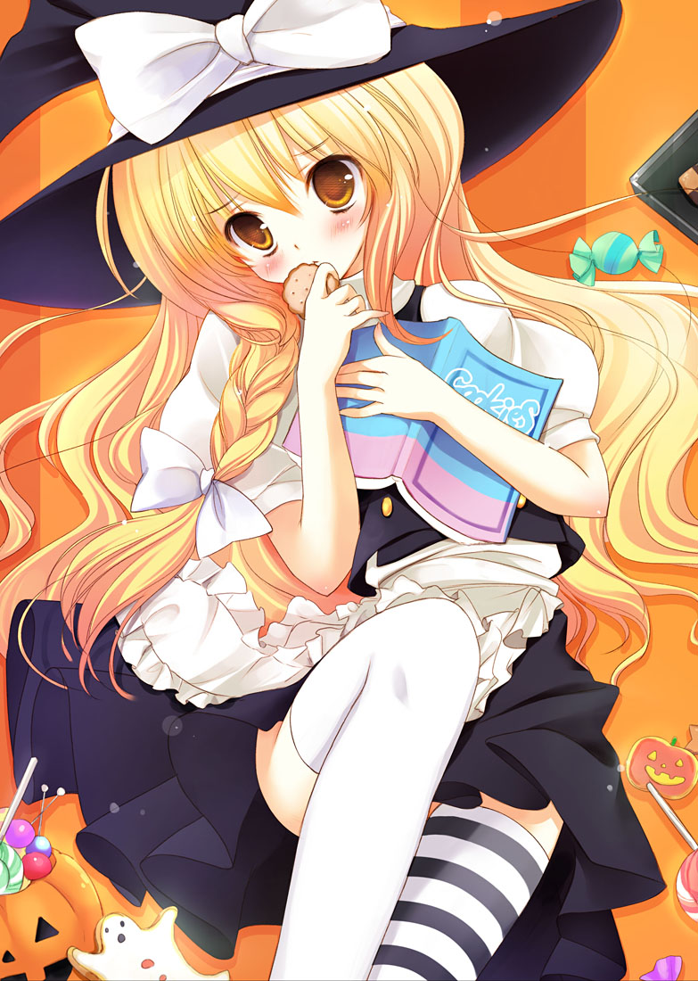 halloween, kirisame_marisa, mamita, thighhighs, touhou, witch