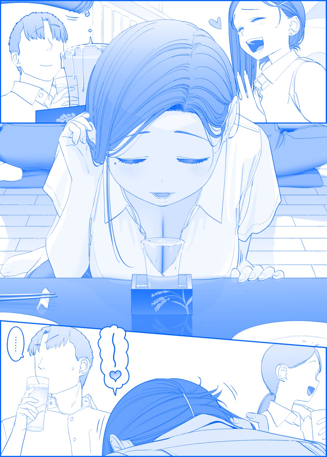 cleavage, dress_shirt, getsuyoubi_no_tawawa, himura_kiseki, monochrome, open_shirt