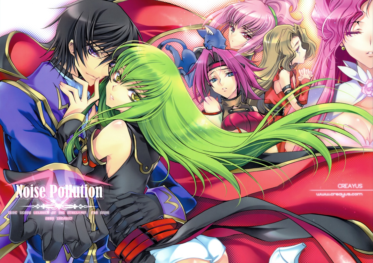 anya_alstreim, arthur_(code_geass), c.c., code_geass, creayus, euphemia_li_britannia, kallen_stadtfeld, lelouch_lamperouge, neko, nunnally_lamperouge, rangetsu