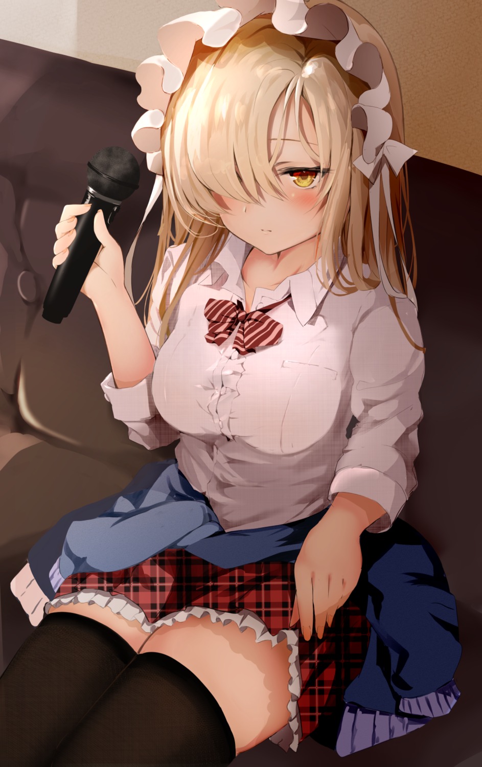 azur_lane, maid, raru., seifuku, sheffield_(azur_lane), skirt_lift, sweater, thighhighs