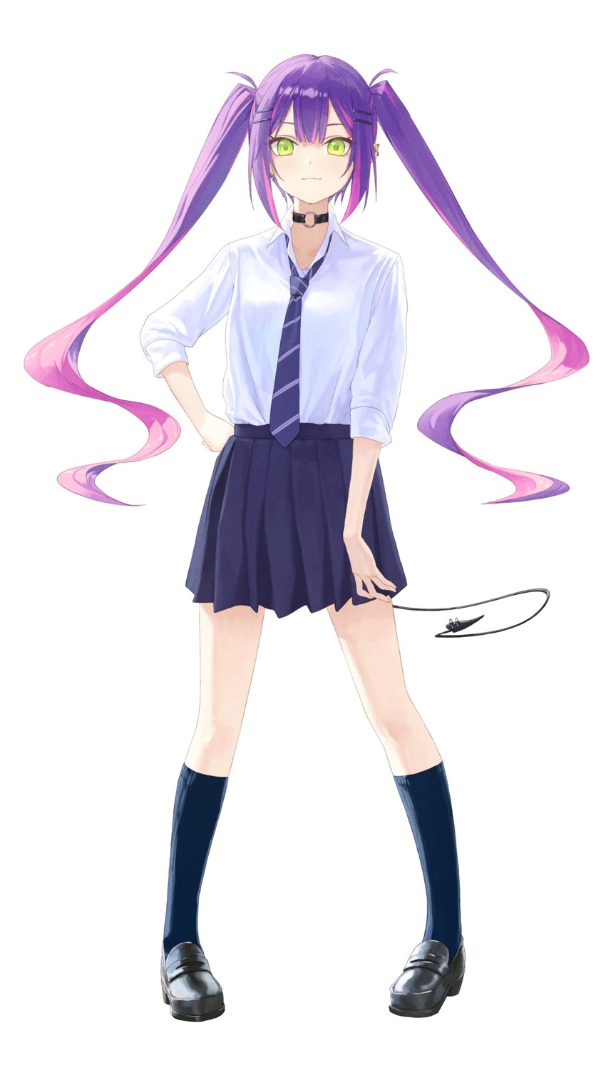 hololive, maki_(makimaki), seifuku, tail, tokoyami_towa