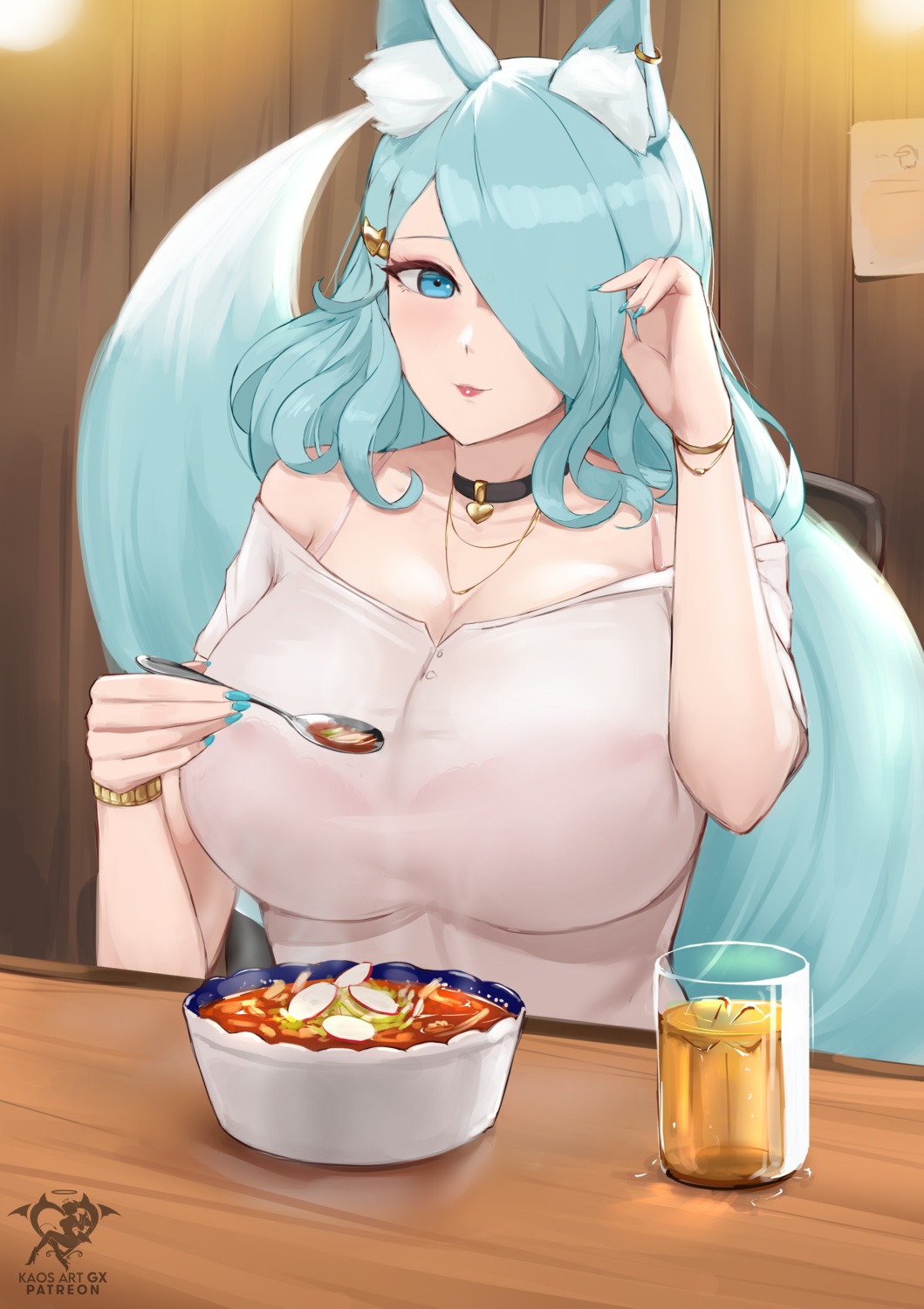 animal_ears, cleavage, hinari_(kaos_art), kaos_art, tail