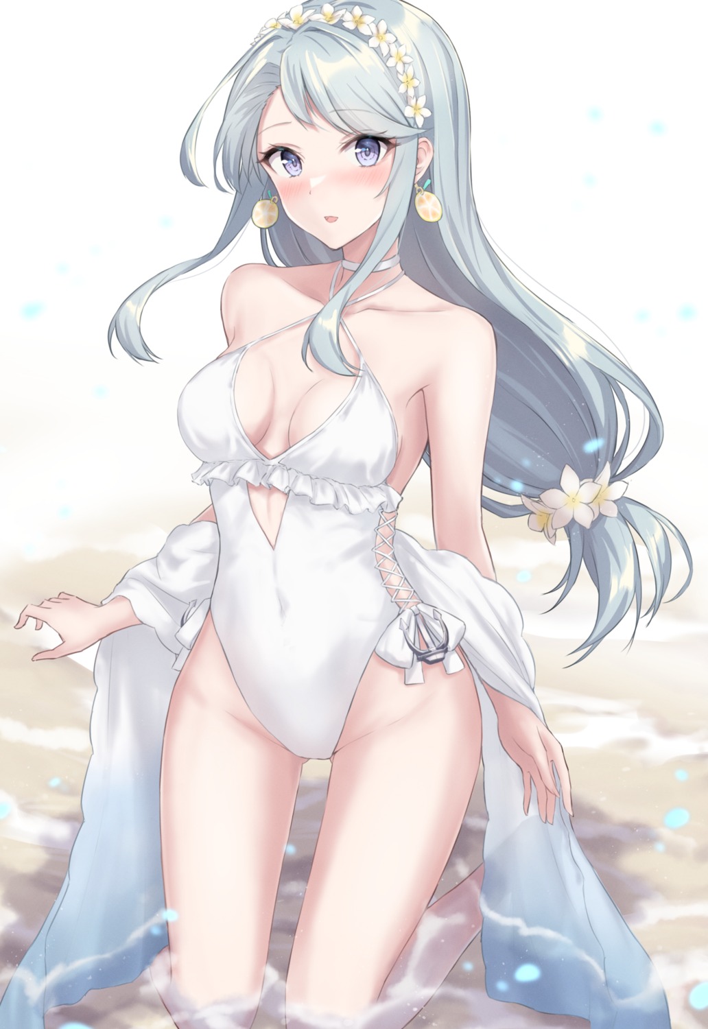 kantai_collection, monoku, sagiri_(kancolle), swimsuits, wet