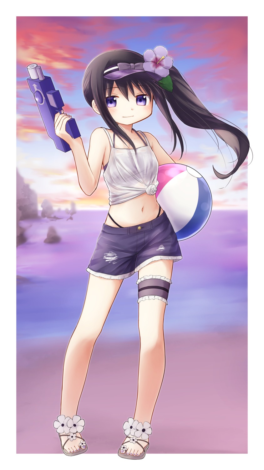 akemi_homura, bikini, garter, gun, mahou_shoujo_madoka_magica, rilafm345, see_through, swimsuits, torn_clothes