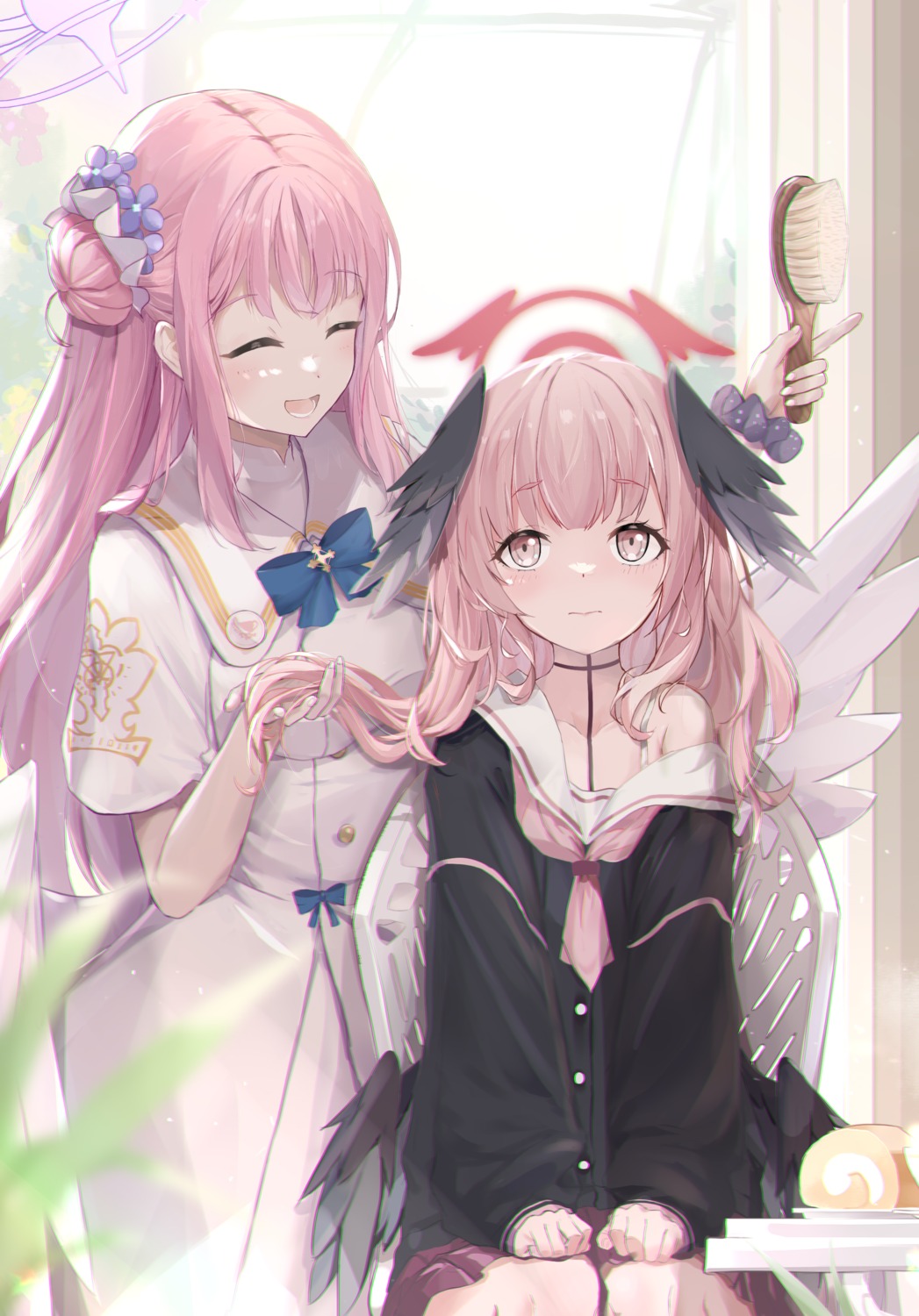 aka_(440626), angel, blue_archive, dress, halo, misono_mika, seifuku, shimoe_koharu