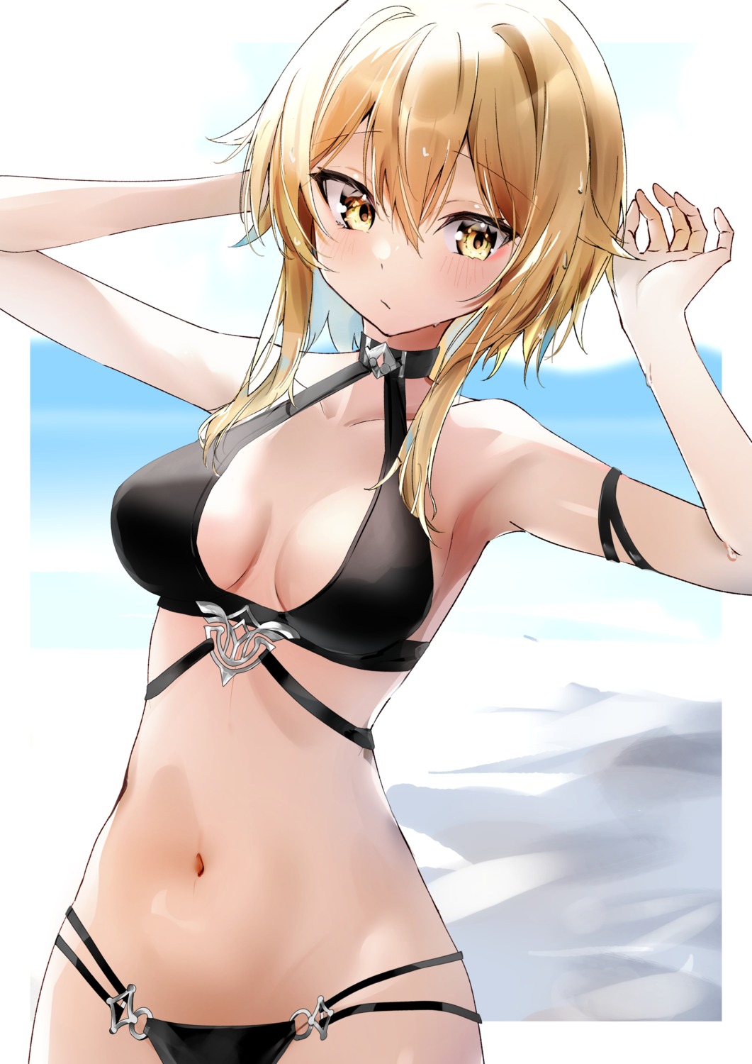 bikini, genshin_impact, lumine, nanashinayuzu_mochi, swimsuits