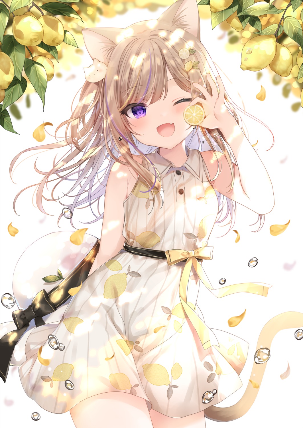 animal_ears, dress, leo, mafuyu_(chibi21), nekomimi, tail