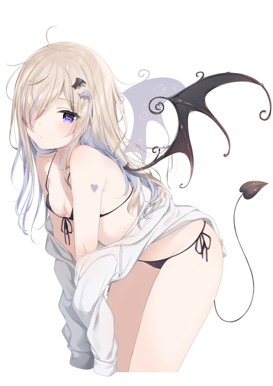 bikini, detexted, mafuyu_(chibi21), open_shirt, ruty, swimsuits, tail, wings