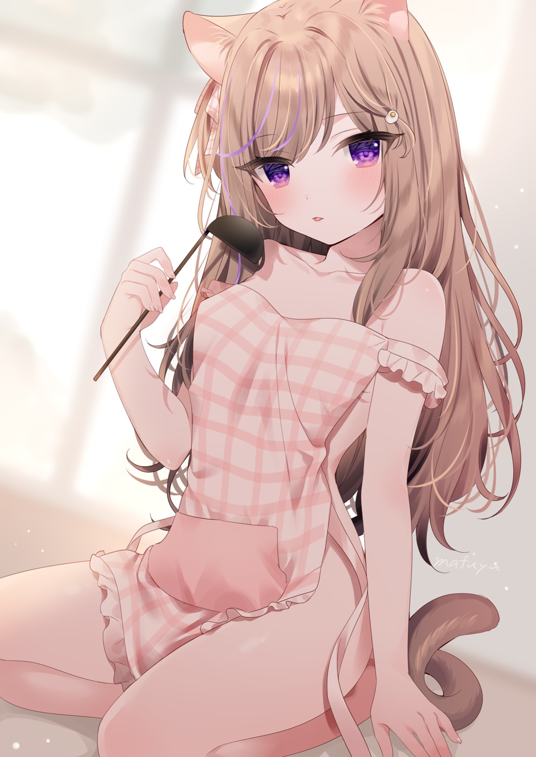 animal_ears, leo, mafuyu_(chibi21), naked_apron, nekomimi, tail