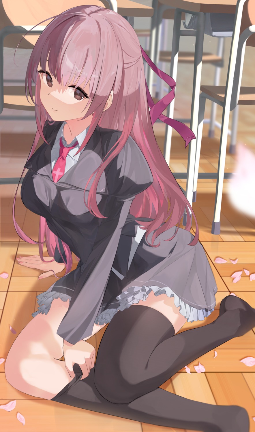 misakura_rin, nanashita_shiki, sakura_no, sakura_no_uta, seifuku, thighhighs, undressing