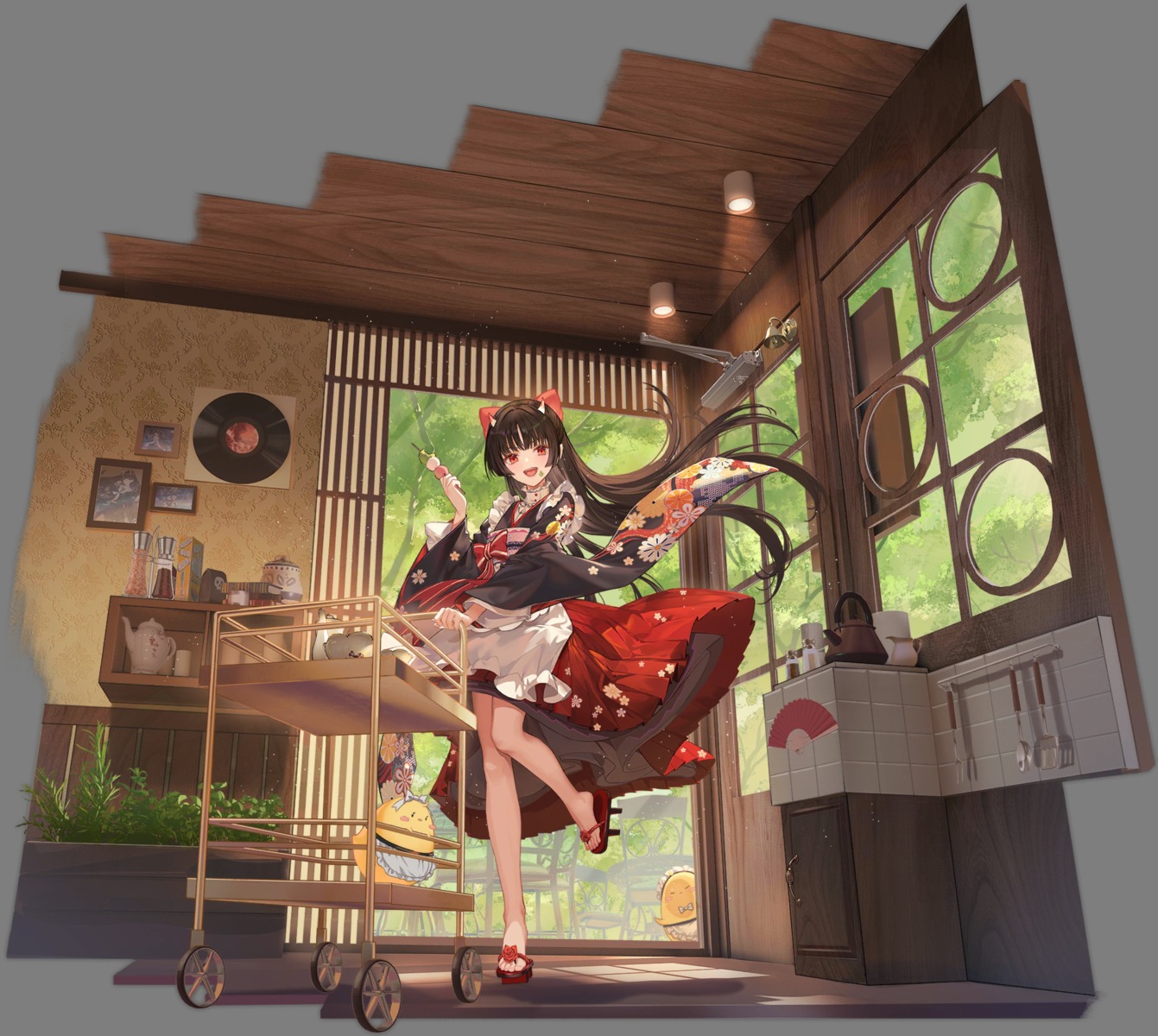 atdan, azur_lane, horns, maid, manjuu_(azur_lane), sakawa_(azur_lane), transparent_png, wa_maid