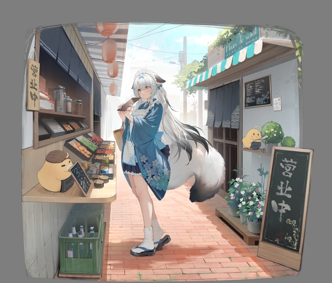 animal_ears, azur_lane, maid, manjuu_(azur_lane), miyuki_(azur_lane), tail, transparent_png, wa_maid, yuri_shoutu