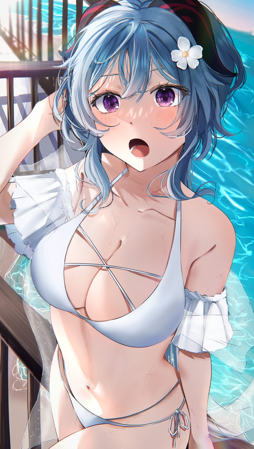 bikini, ganyu, genshin_impact, horns, swimsuits, yura_458