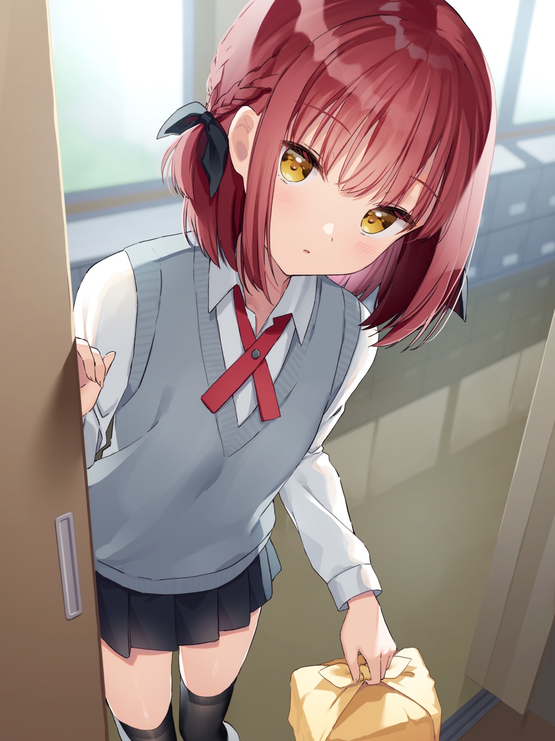 kazari_(muninshiki), muninshiki, seifuku, sweater, thighhighs