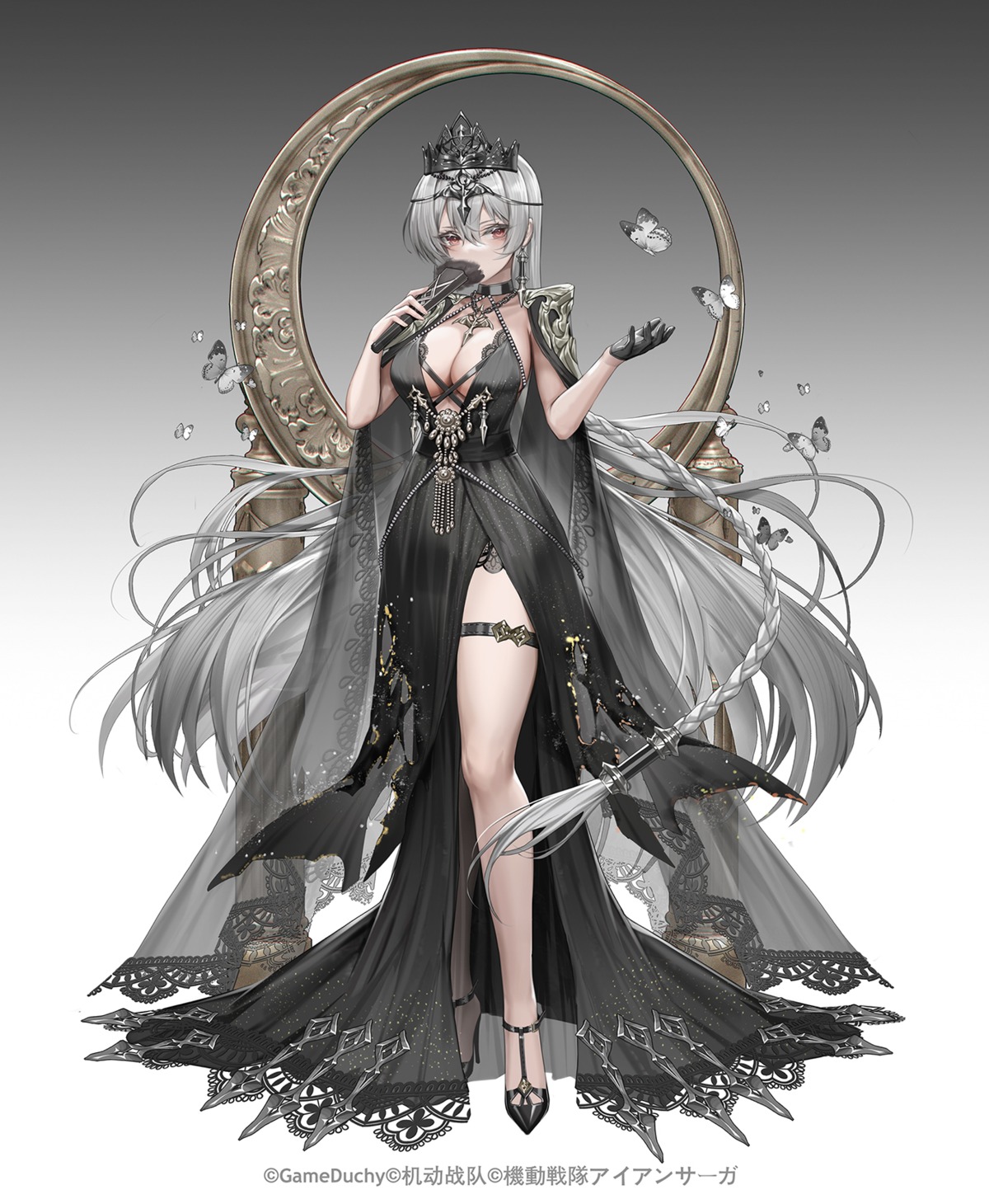 dress, garter, heels, kidou_sentai_iron_saga, no_bra, zjsstc