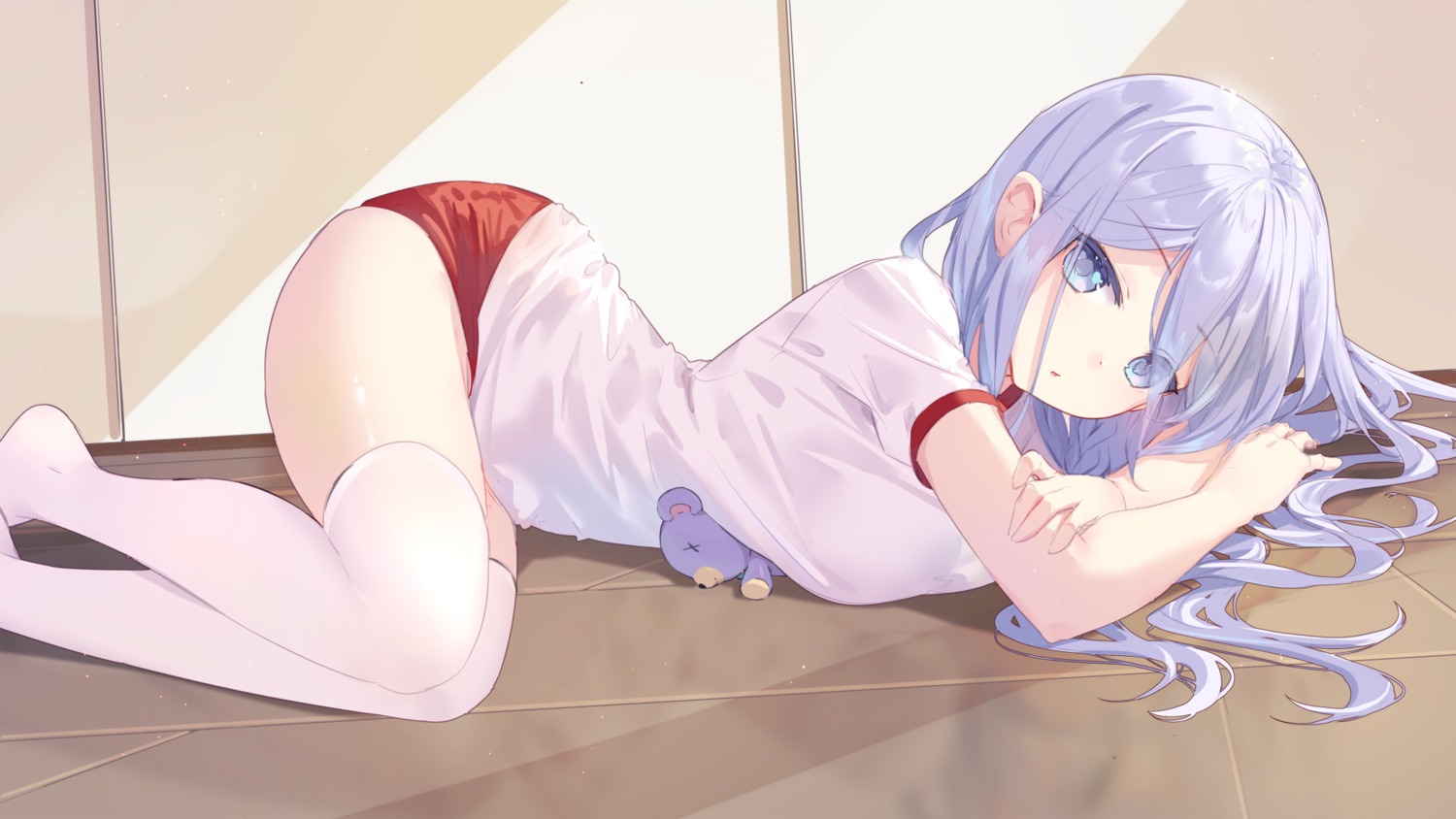 buruma, date_a_live, gym_uniform, mo_(pixiv9929995), takamiya_mio, thighhighs, wallpaper