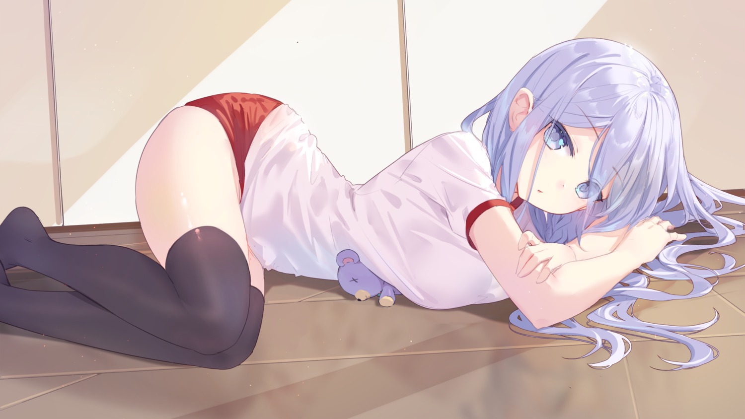 buruma, date_a_live, gym_uniform, mo_(pixiv9929995), takamiya_mio, thighhighs, wallpaper