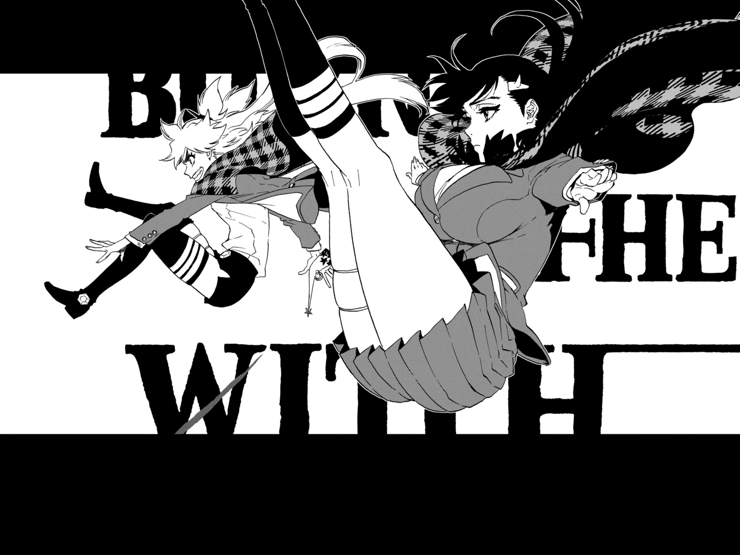 burn_the_witch, garter, kubo_tite, monochrome, niihashi_noel, ninny_spangcole, seifuku, thighhighs