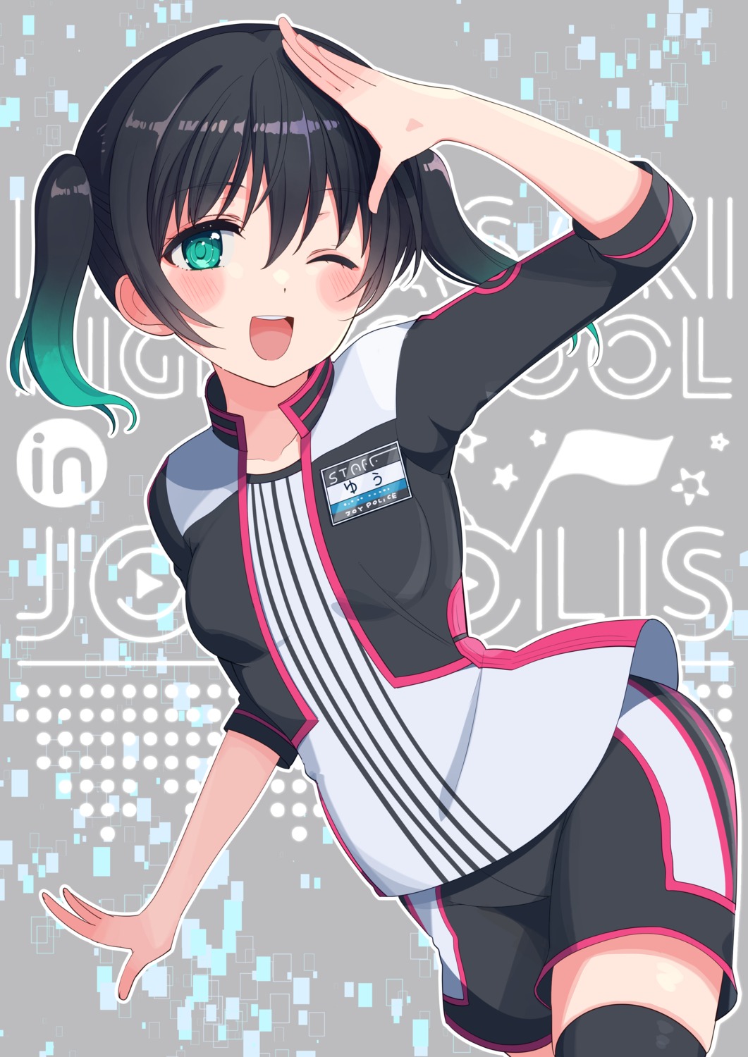 cream_(artist), love_live!_(series), love_live!_nijigasaki_gakuen_school_idol_doukoukai, takasaki_yuu, thighhighs, uniform