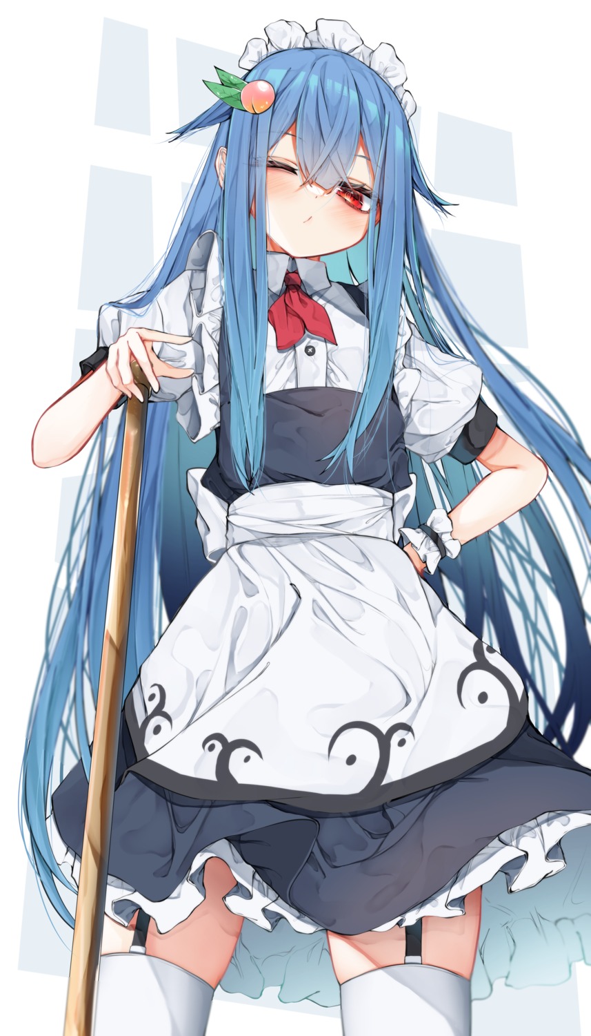 hinanawi_tenshi, maid, stockings, thighhighs, touhou, tsune_(tune)