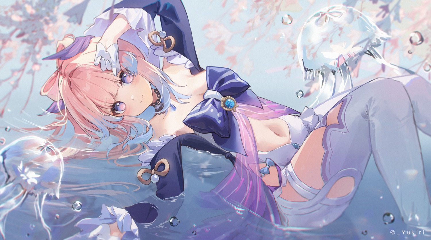 genshin_impact, sangonomiya_kokomi, wet, yukiri_(l_ii)