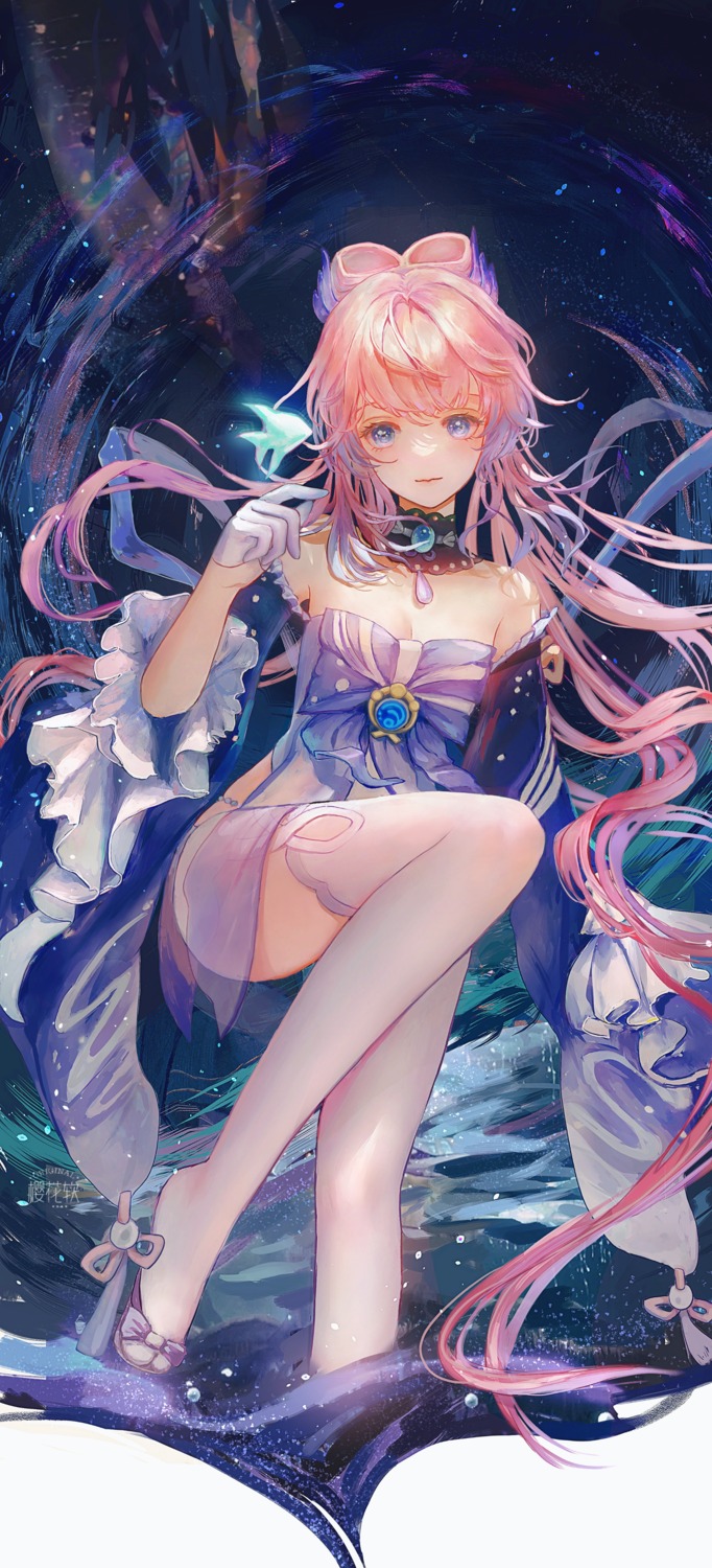 genshin_impact, sangonomiya_kokomi, thighhighs, yinghuahua