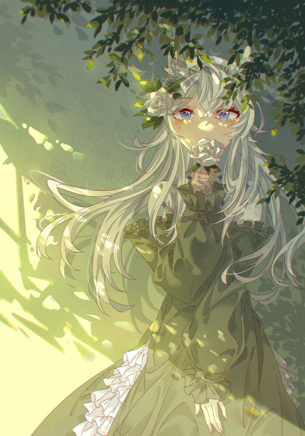 animal_ears, arknights, dress, heavyrain_(arknights), innoarukugyou