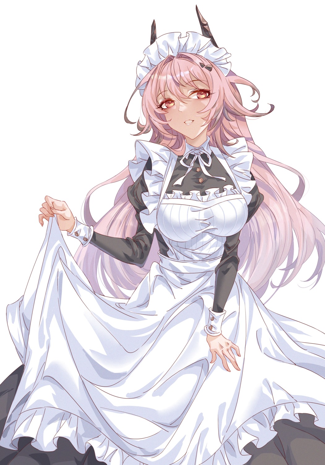 arknights, horns, innoarukugyou, maid, skirt_lift, theresa_(arknights)