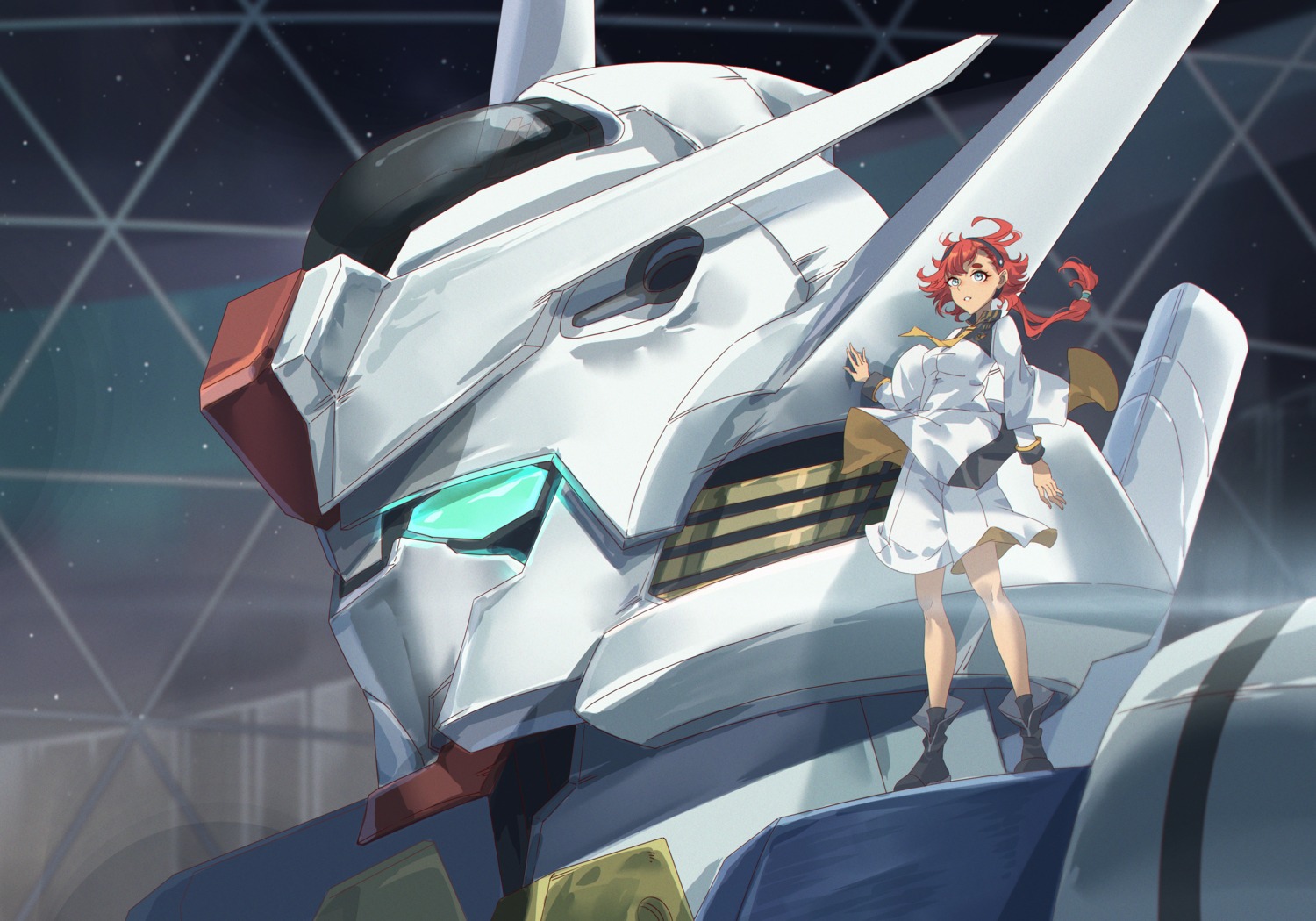 gundam, gundam_aerial, gundam_suisei_no_majo, innoarukugyou, mecha, suletta_mercury, uniform