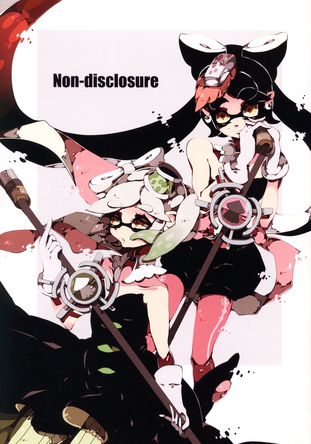 callie_(splatoon), dress, marie_(splatoon), pantyhose, pointy_ears, sakurato_arusu, splatoon
