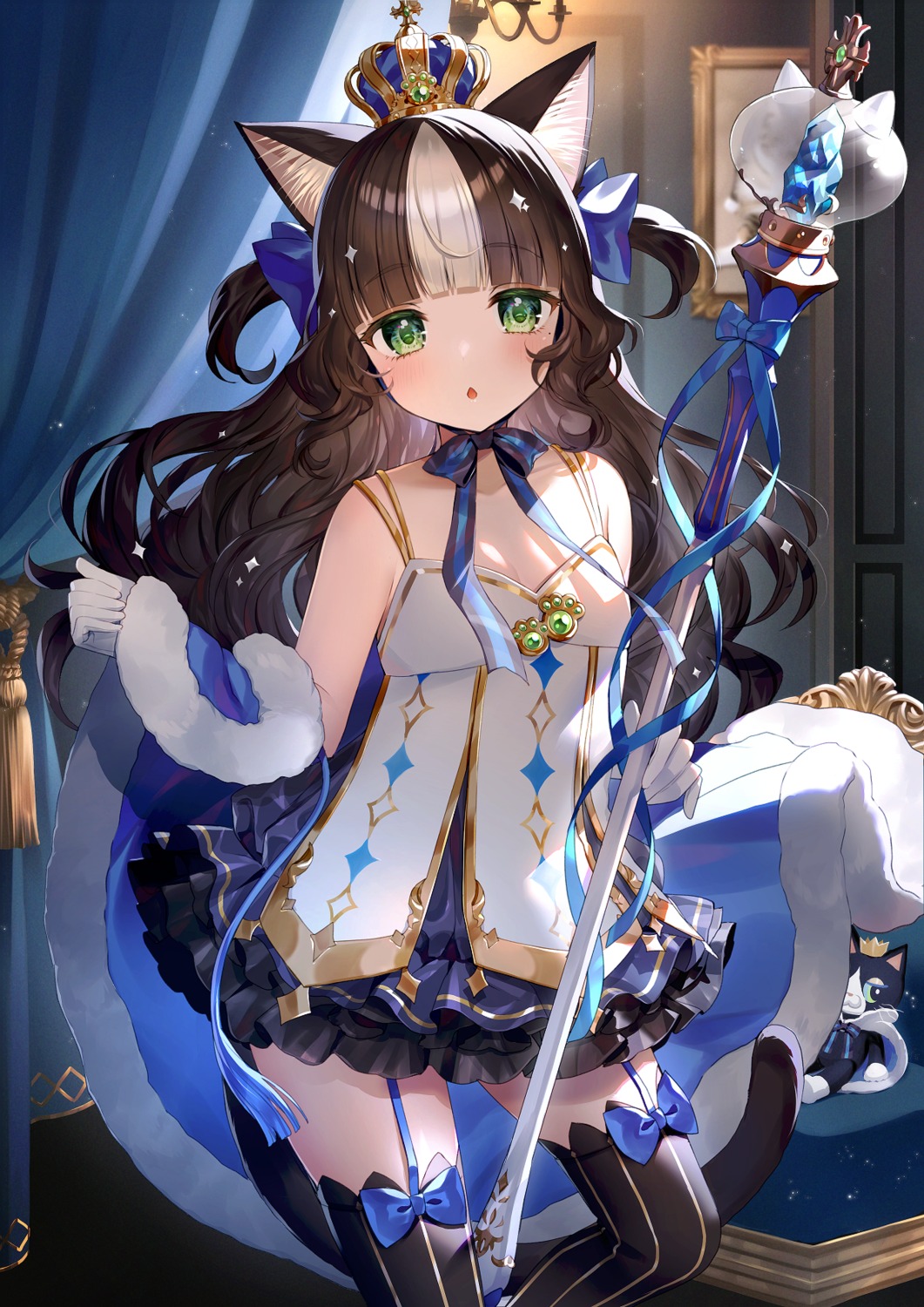 animal_ears, momoshiki_tsubaki, nekomimi, stockings, tail, thighhighs, weapon