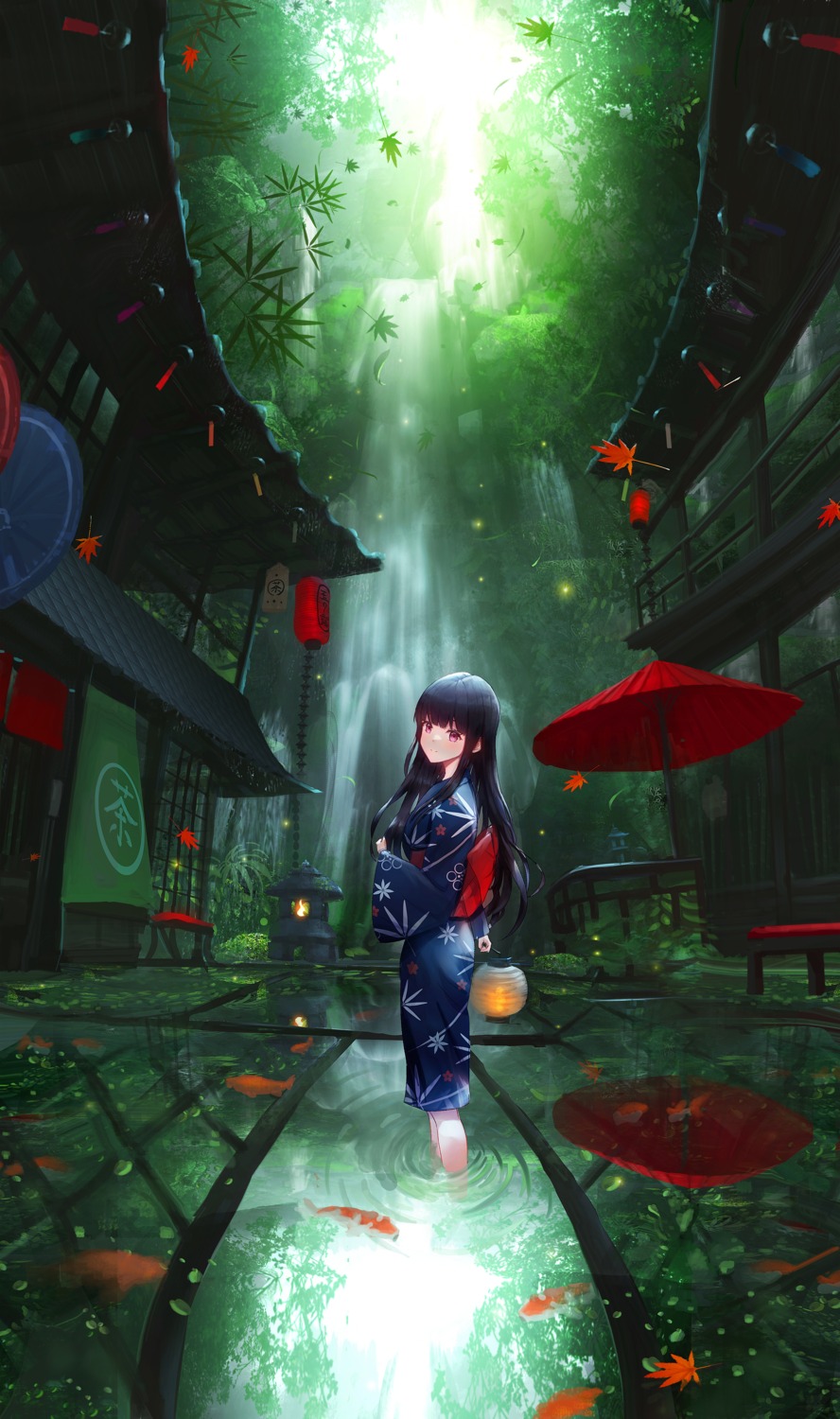 kenzo_093, landscape, wet, yukata