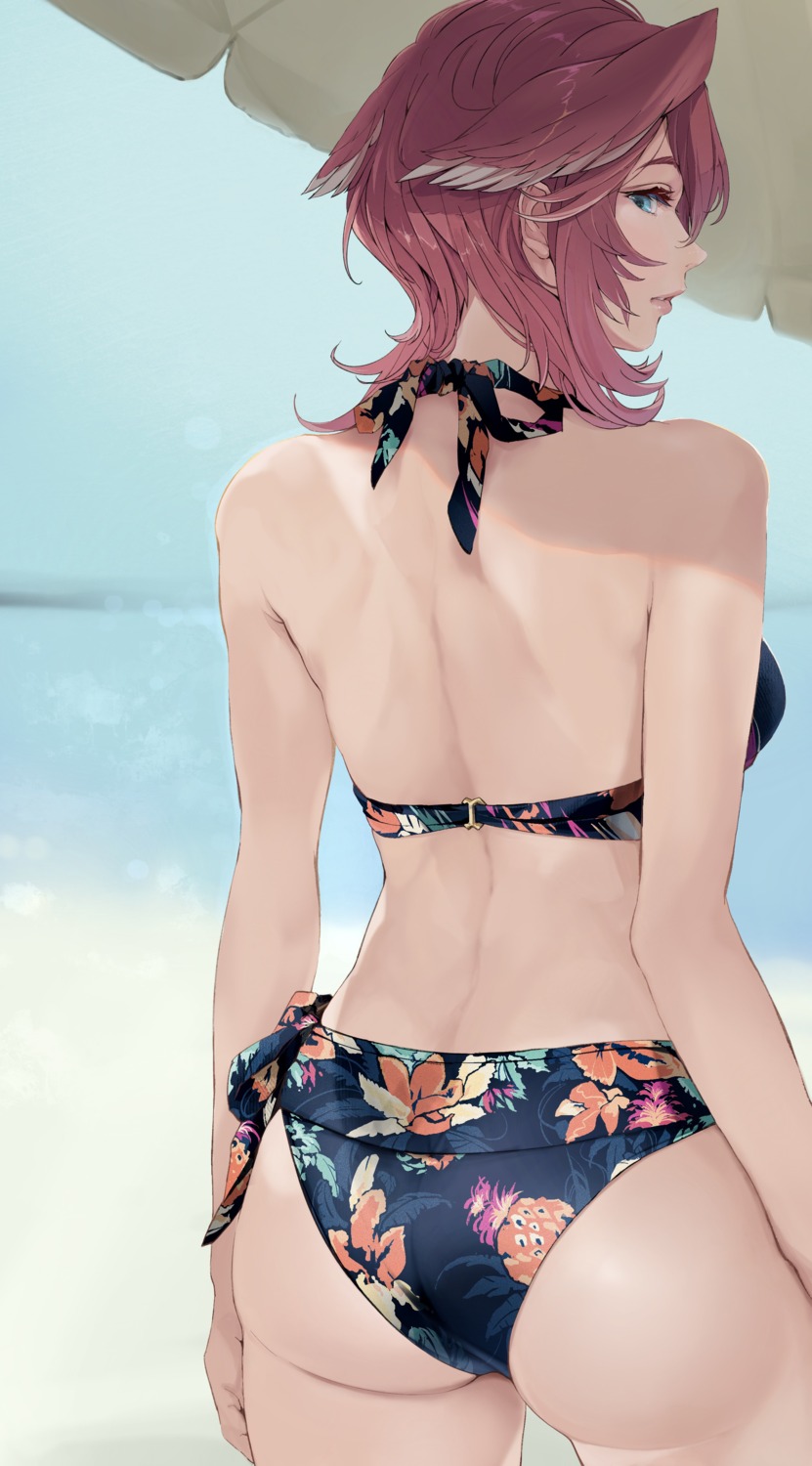 ass, bikini, hololive, swimsuits, takane_lui, torn_flipper, wings