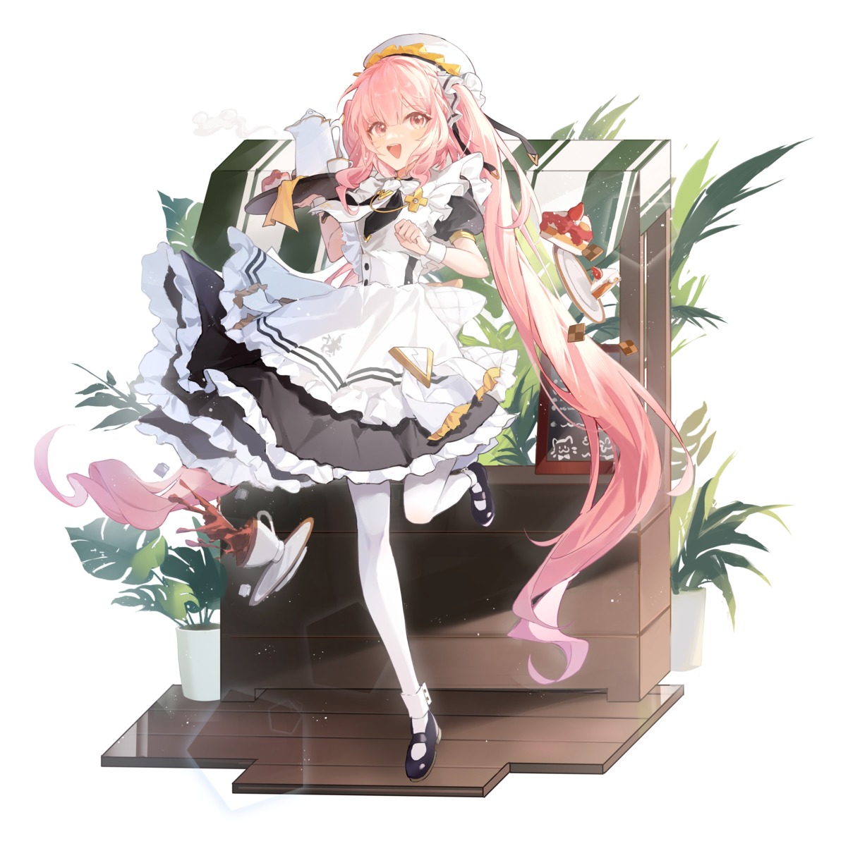 alchemy_stars, hakutoukinkinko, maid, pantyhose, skirt_lift