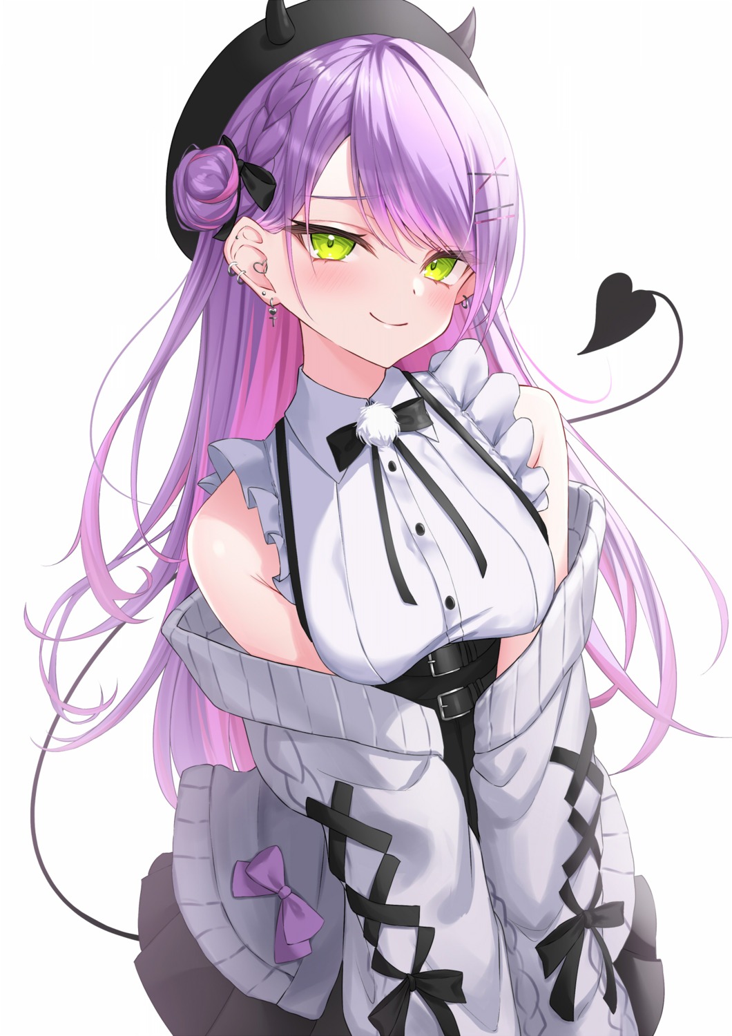 hololive, horns, lis_111, sweater, tail, tokoyami_towa